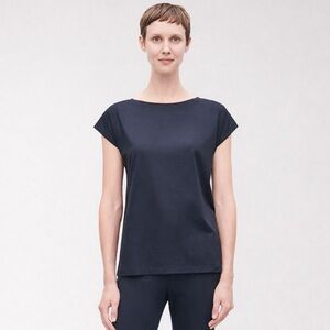 COS Navy Blue Slim Fit Mercerized Cotton T-Shirt | XS | NWT |Minimalist Tee